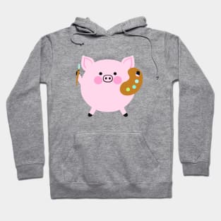 Cute Artist Pig Hoodie